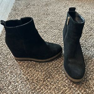 DKNY black wedge boots. Size 7.5
